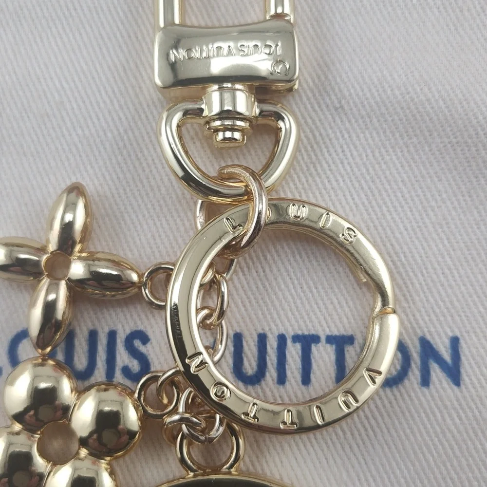 Authentic Louis Vuitton Gold Monogram Bag Charm/Key Holder Full Inclusion